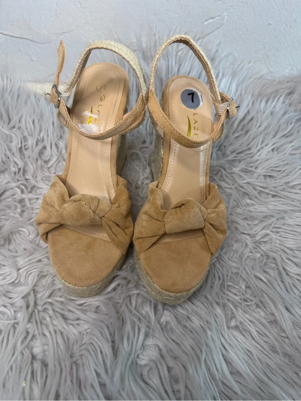 Glaze Tan Knot Espadrille Wedge Sandals